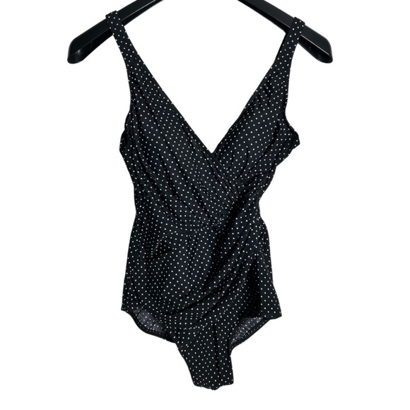 Miraclesuit Black & White Polka Dot One Piece Bathing Suit Size 12